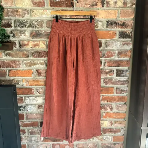 Marine layer Rust Orange Sophia Double Cloth Palazzo Pants, M