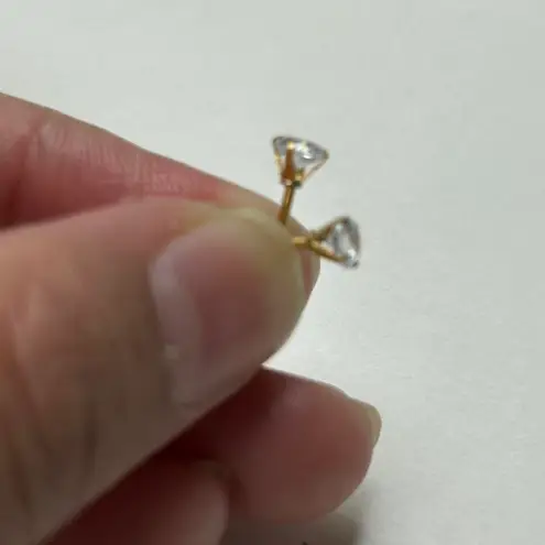 18k Gold Plated Round White Crystal Zircon 4mm Stud Earrings