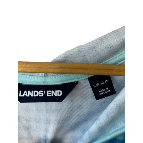 Lands'End  Blue Check Hooded Swim Cover-Up Tassel Strings Pouch Pocket LP-XLP