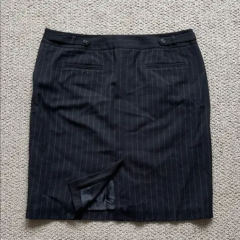 Apostrophe Black and Gray Pinstripe Pencil Skirt