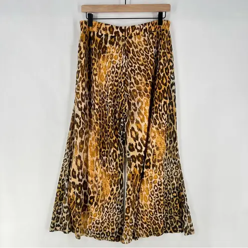 Antthony Original Petite Leopard Print Lightweight Mesh Wide Leg Pull On Pant Orange Size undefined