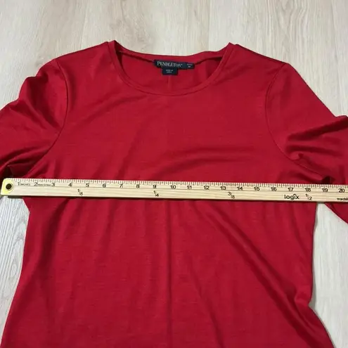 Pendleton Petite Red Long Sleeve Crew Neck Top Women's Size Medium