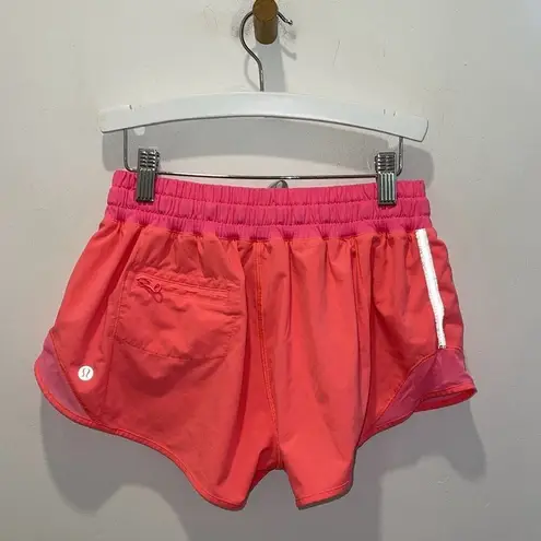 Lululemon Womens Drawstring Flat Front Running Athletic Shorts Coral Pink Size 6