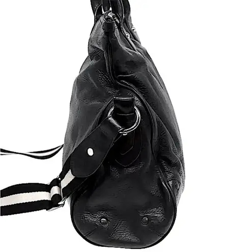 BALLY Black Calfskin Oversized Crossbody Messenger Overnight Top Handle Tote Bag