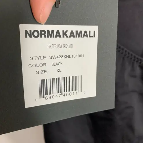 Norma Kamali Norma Kalama Halter Low Back Mio Swim One Piece Womens New Black XL