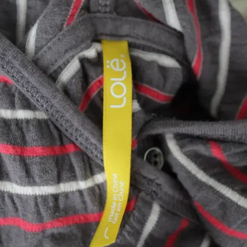 Lole Striped Hooded Pullover Long Sleeve Shirt L