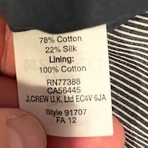 J. CREW FACTORY Gray Grey Career Short Cap Sleeve Stripe Cotton Silk Dress 14