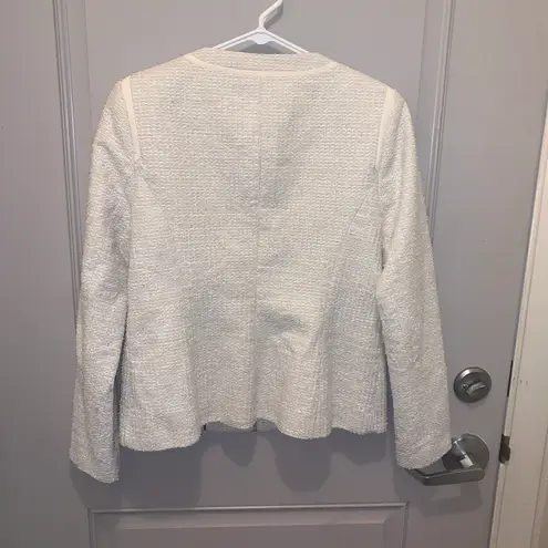Karl Lagerfeld Women’s White Tweed Blazer Jacket Size 10