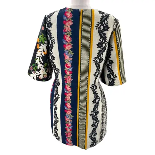 Oscar de la Renta Floral wool runway day dress tunic sz 8 floral multi color