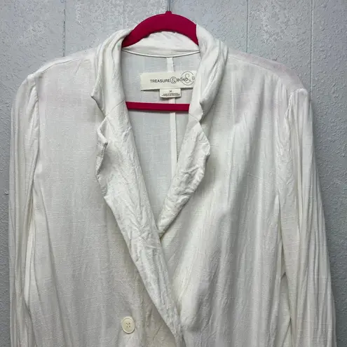 Treasure & Bond Linen Blend Double Breasted White Beach Blazer Womens Medium