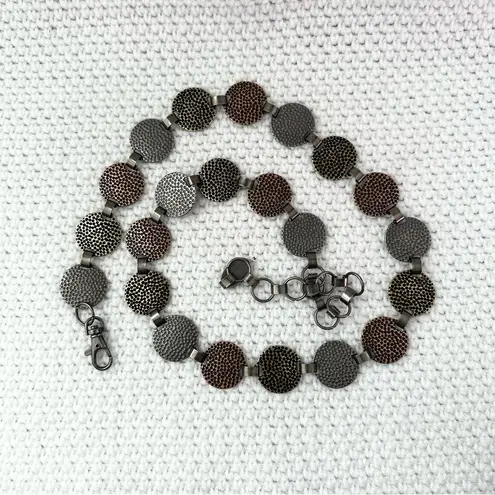 Vintage Metal Mixed Color Hammered Round Coin Plate Chain Link Belt One Size