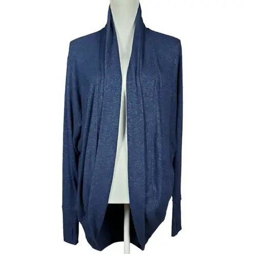 Athleta  Luxe Pose Wrap Cardigan Size XS Open Blue Thumb Holes Lagenlook Longline