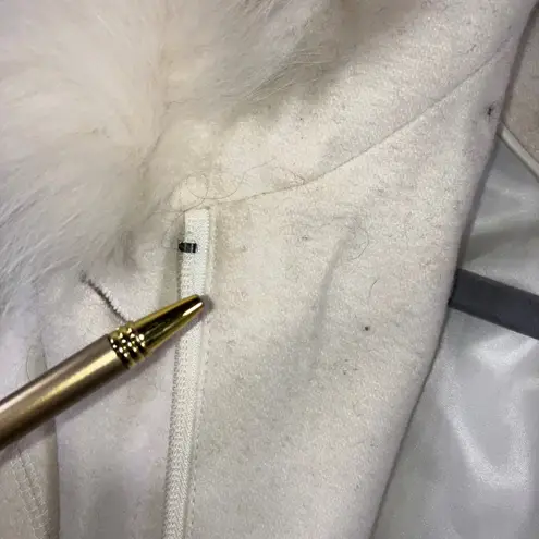 Kristen Blake Faux Fur Trim Hood Coat Women Medium LambsWool Blend Overcoat