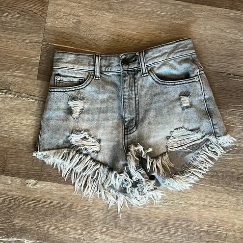 Urban Outfitters  High Rise Cheeky Grey Denim Shorts