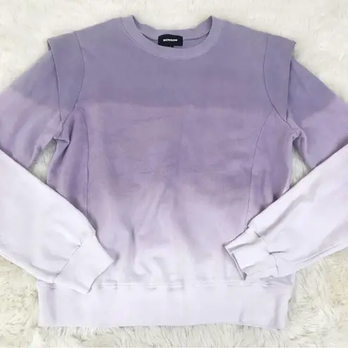 New MONROW Purple Ombre Tie Dye Sweatshirt Pullover Cotton Ruffle Size Large New Purple