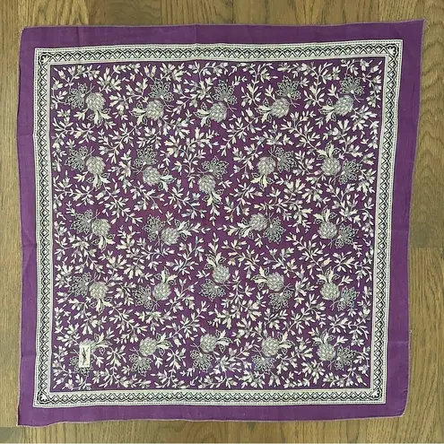 Yves Saint Laurent Floral Paisley Printed Cotton Bandana Scarf Purple 18" Square