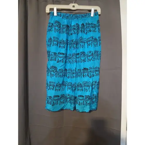 Esprit Women's Turquoise Miniskirt, Medium Pop Art Skirt, Black Faces Resnicoff