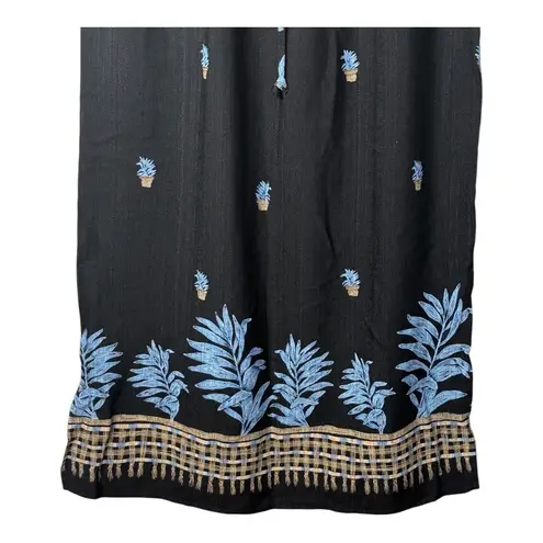 Vintage Teddi Maxi Skirt Black Floral Boho Beach Resort Large Women Size Large