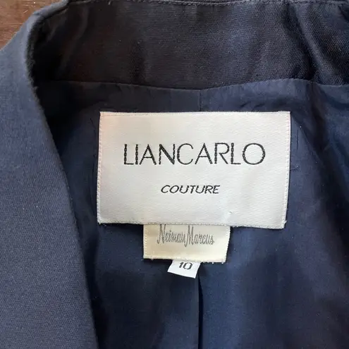 Liancarlo Couture 100% Silk Beaded Jacket and Skirt Set Deep Navy Blue, Size 10 Blue