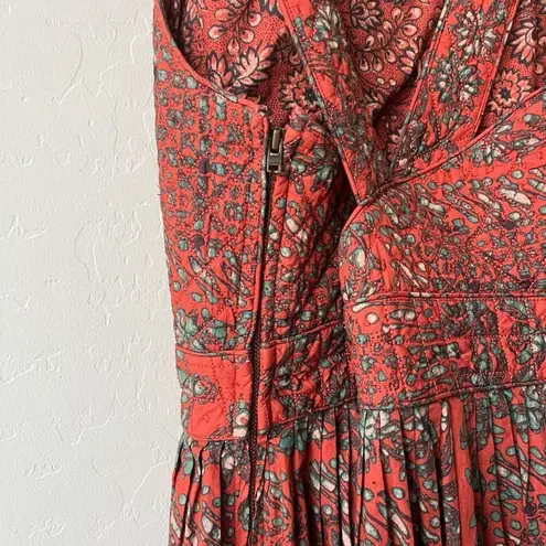 Ulla Johnson  Dress Kerani Criss Cross Printed Red Midi Dress Size 10