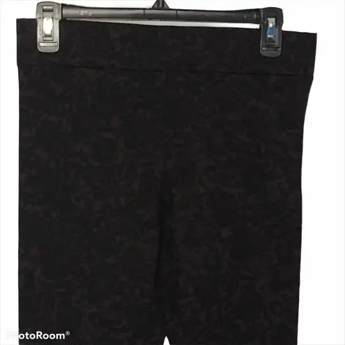 Matty M Plum Paisley Print Leggings Small EUC Stretchy Activewear Yoga Pants Black