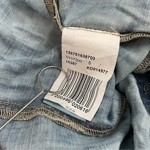 NWT Mavi Acid Wash Sleeveless Lyocell Jean Shirt Snap Button Up Size SMALL Retro