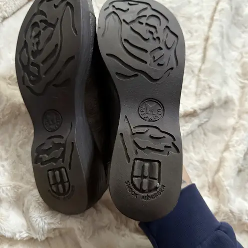 Mephisto Helen Metallic Bronze Leather Clogs Comfort Slides Size 8.5 US Gray