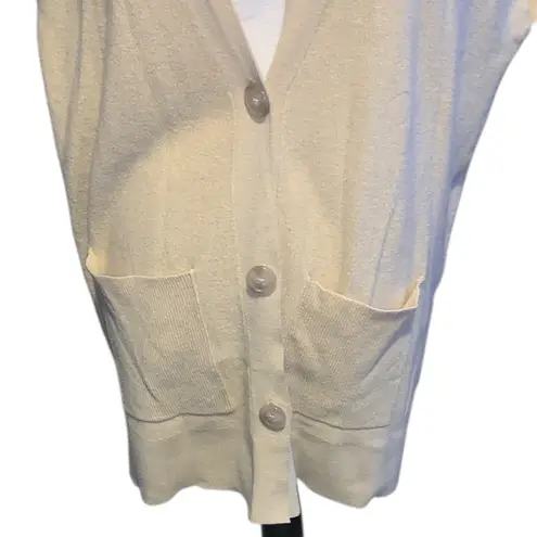 Downeast Cream Sleeveless Cardigan Sweater Ribbed Loose