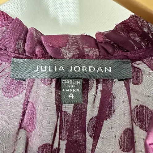 Julia Jordan Ruffle Drawstring Midi Dress Size 4 Burgundy