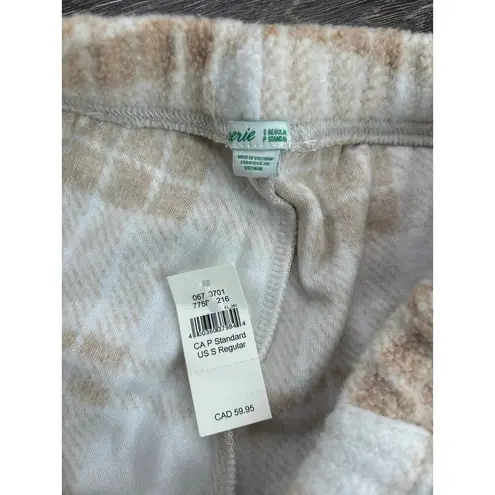 Aerie NWT  Snowed In Fuzzy Jogger Plaid Pant Size Small Tan