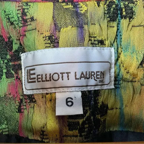 Vintage 80s Elliott Lauren Rainbow Boho Artsy Floral Quilted Zip Up Jacket 6 M Multiple