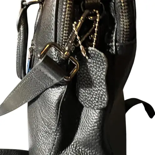 HESHE Women's Pebble Leather Shoulder Tote Bag Black 12X4.5X10 Silver Hardware