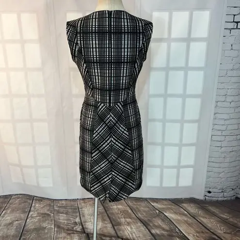 Reiss Nadine checkered black white sheath dress size 10
