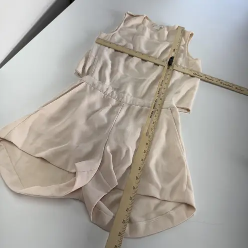 Club Monaco Romper Womens 0 Tan Beige Textured Open Back Dressy Chic Playsuit