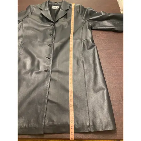 Clio II Black Leather Long Jacket Mid