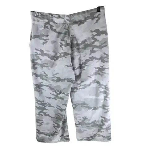 Avia Womens Camo Lounge Pants Cropped White Gray Size M