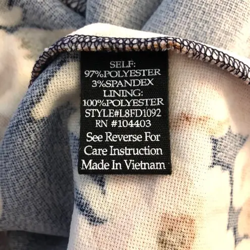 Fifty Street New Scalloped Floral Dress Halter Sleeveless Skater Mini Navy Multi