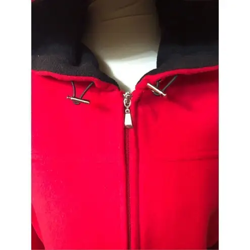 Preston & York red hooded pure wool front zip coat. Size 16