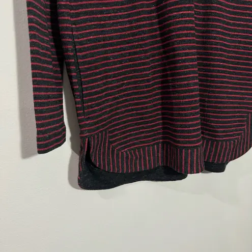 New J. Jill Fleece Striped Dark Gray & Red Long Sleeves Size XS