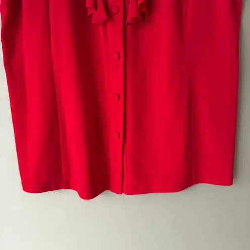 Tahari Arthur S. Levine sz L red ruffle career sleeveless blouse top
