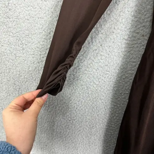 Laundry by Shelli Segal Laundry By Design Dress Womens 6 Brown‎ Long Sleeve Belted Wrap Slinky Ruched