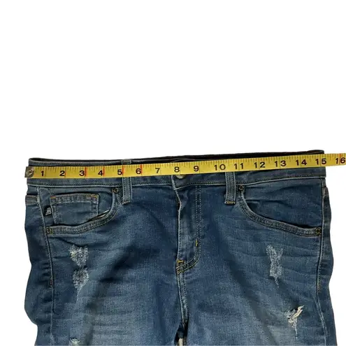 Just Black Just Black Women's Distressed Straight Jeans Size 31 Blue Medium Wash Low Rise