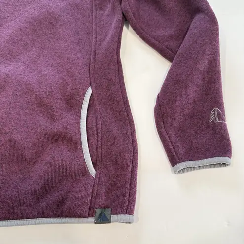 LL Bean Womens Purple Sweater Fleece Pullover 1/4 Snap Teal Blue Size XS Pockets