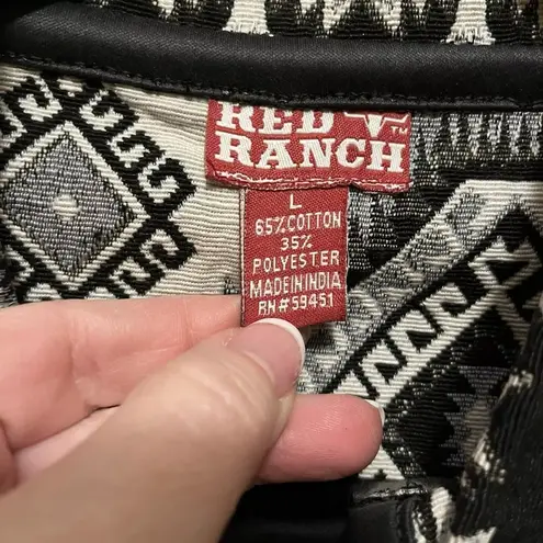 Red Ranch Southwestern Aztec Print Lightweight Jacket Black White Women’s Size L Size L