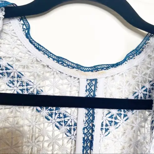 Self Portrait Self-Portrait Lace Panel Pleated Blue Mini Dress