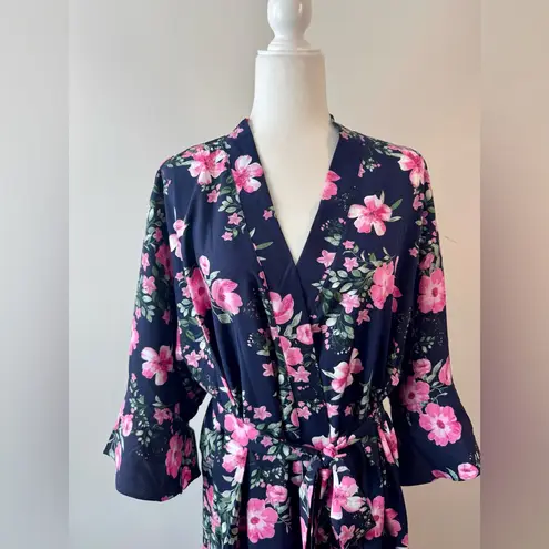 Birdy Grey Floral Navy and Pink Getting Ready Robe Size XL/XXL