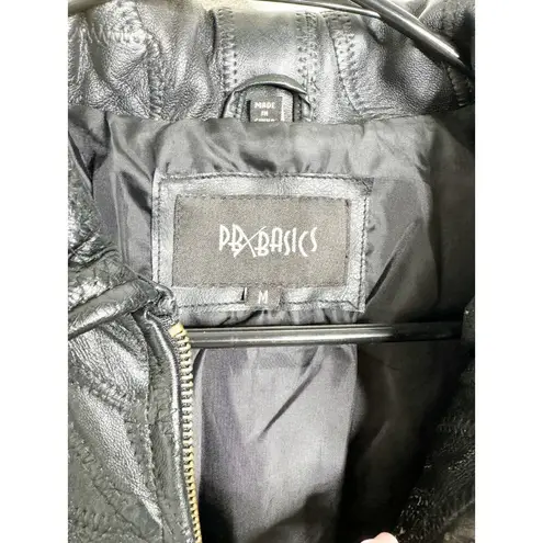 Vintage Black PBX Basics Patchwork Leather Sleek Jacket Coat Medium