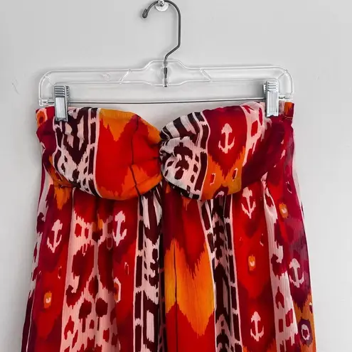 Studio Y RED TRIBAL STRAPLESS TOP