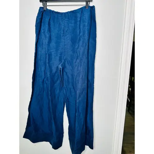ONIA Dark Blue Navy Wide Leg Air Linen Drawstring Trousers Pants Size XL