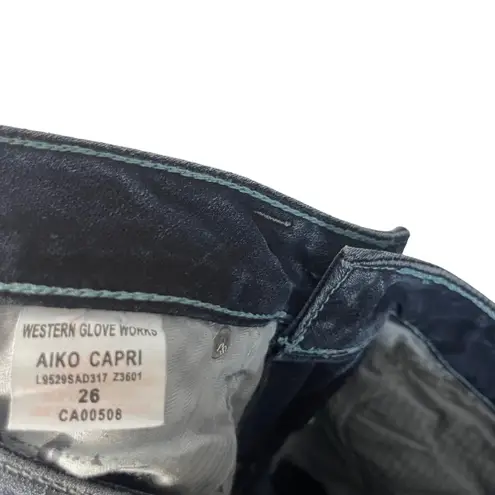 Silver Jeans Women's Size 26 Aiko Capri Dark Wash Western Jeans Blue